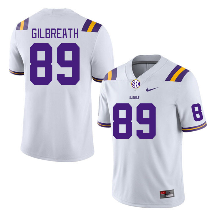 Men #89 Connor Gilbreath LSU Tigers College Football Jerseys Stitched Sale-White - Click Image to Close